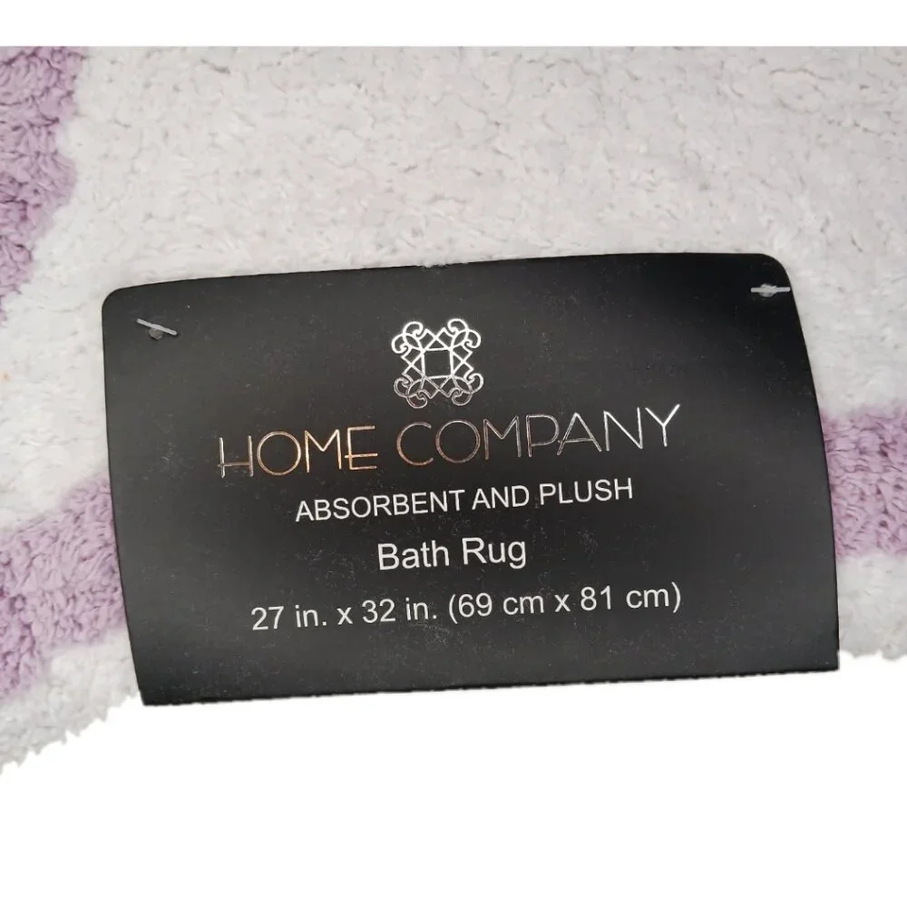 Home Company Ghost Bath Rug 27'' x 32'' White Plush Absorbent Anti Slip